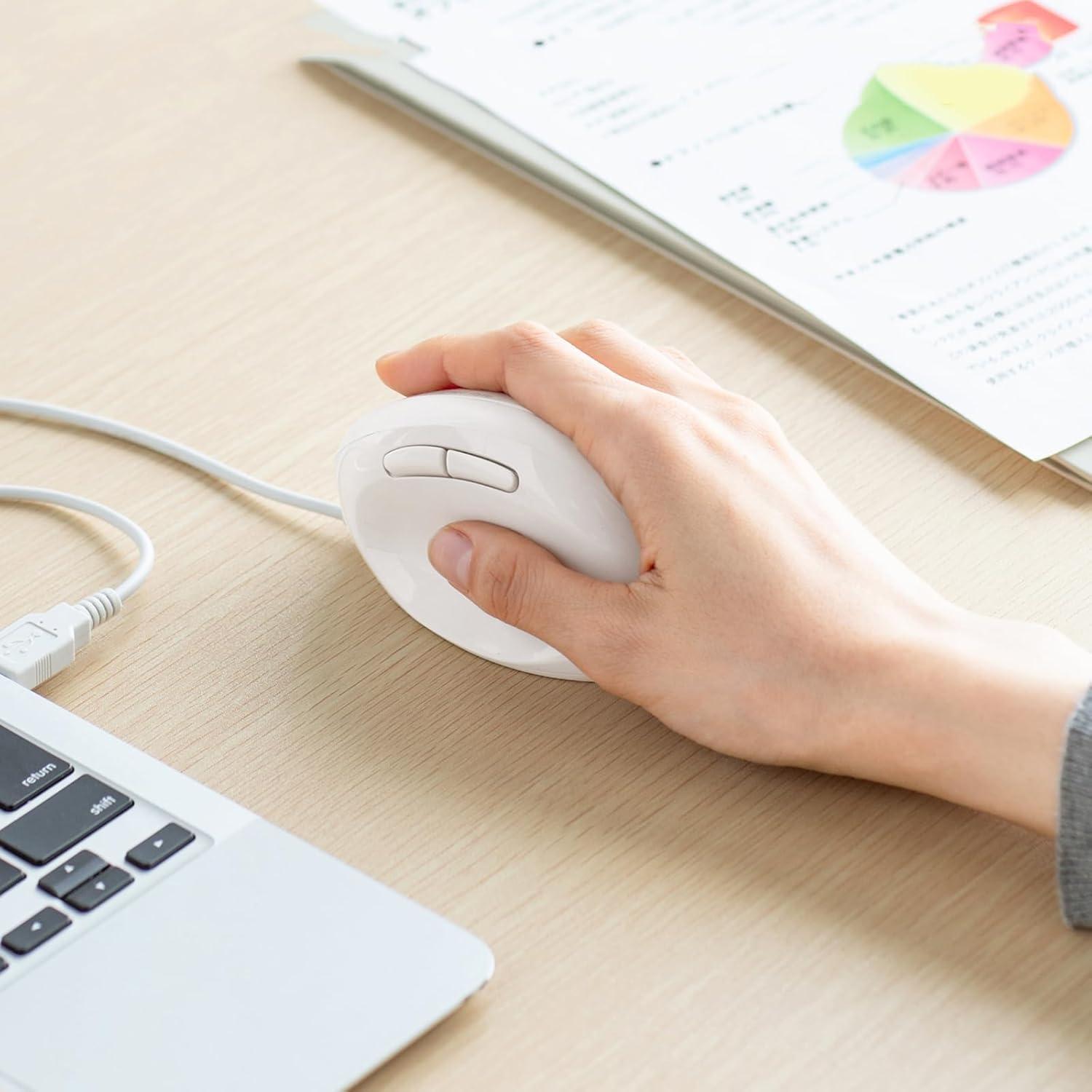 Ratón Ergonómico SANWA GMAERG16W, 1000/1600 DPI, Blanco