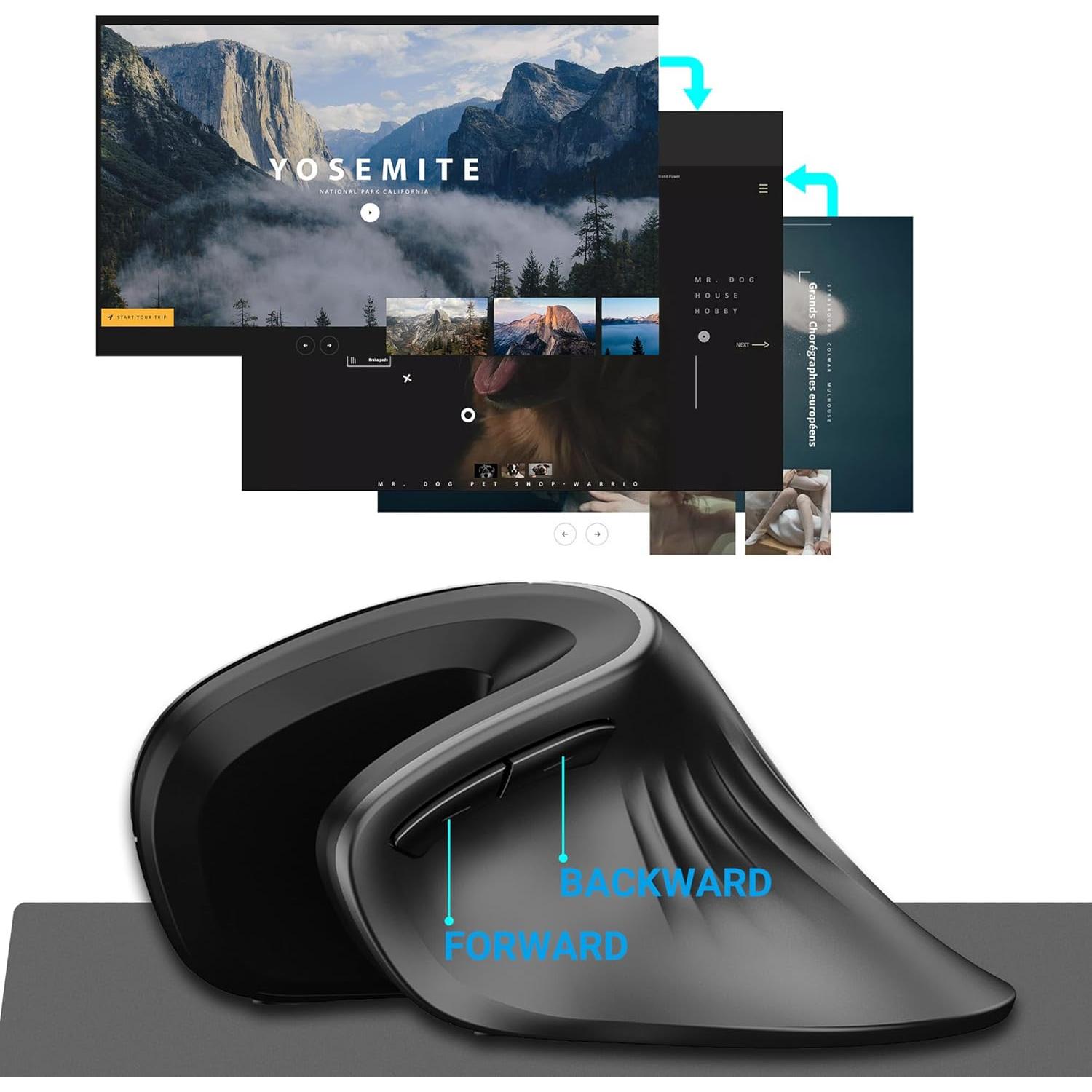 Ratón Vertical Ergonómico Inalámbrico Dtobhars 2.4G 1600 DPI