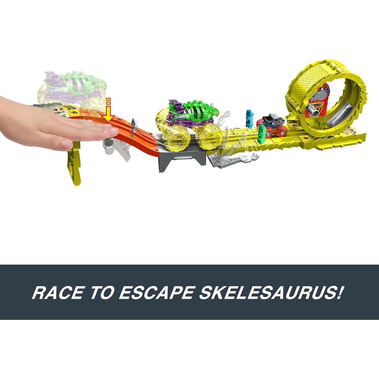 Juego de Pista Hot Wheels Monster Trucks Mattel Skelesaurus