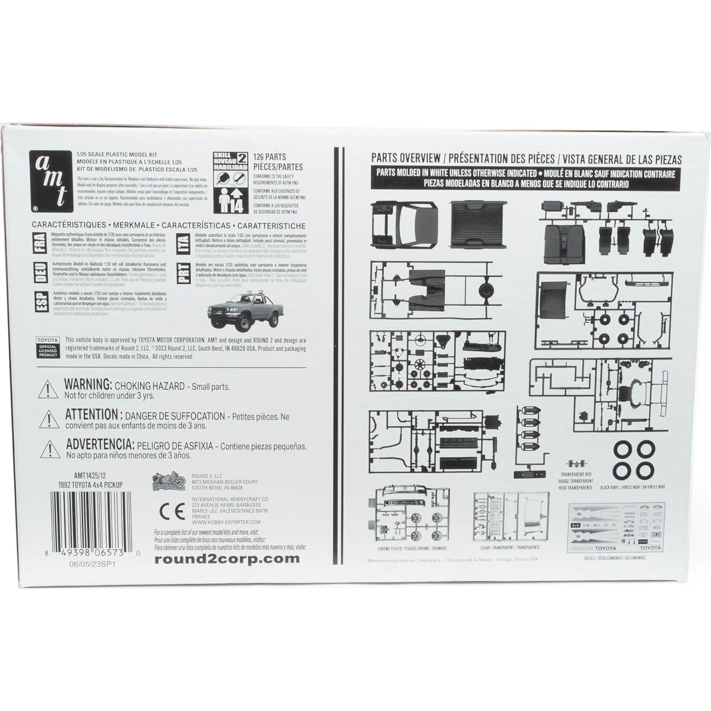 Modelo a Escala Pickup 4x4 Toyota 1992 AMT 1:20 126 Piezas