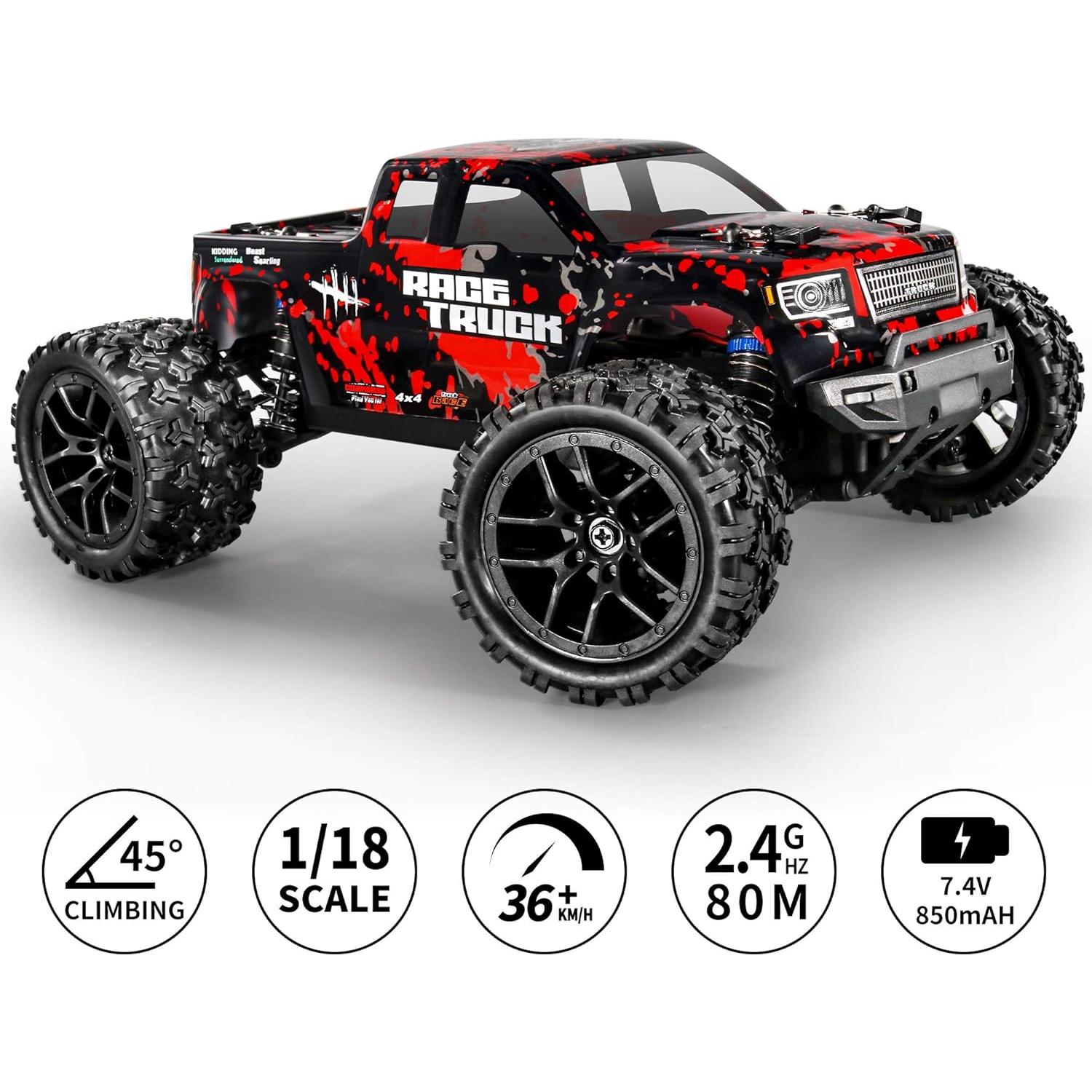 Coche RC Todo Terreno HAIBOXING JJ7 1:18 36 km/h 4WD Rojo