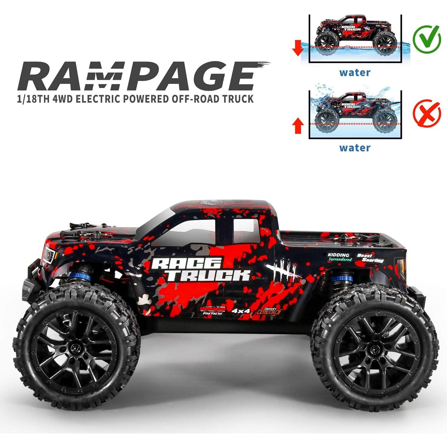 Coche RC Todo Terreno HAIBOXING JJ7 1:18 36 km/h 4WD Rojo