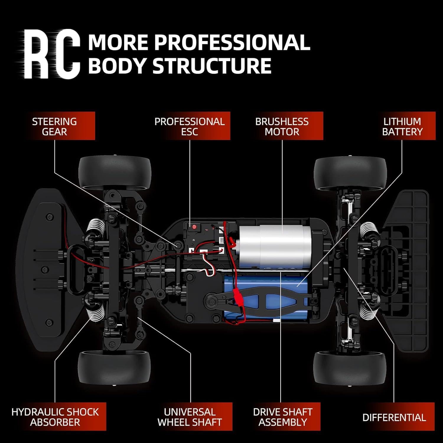 Coche RC Drift GoolRC 1:16 4WD 30km/h Control Remoto