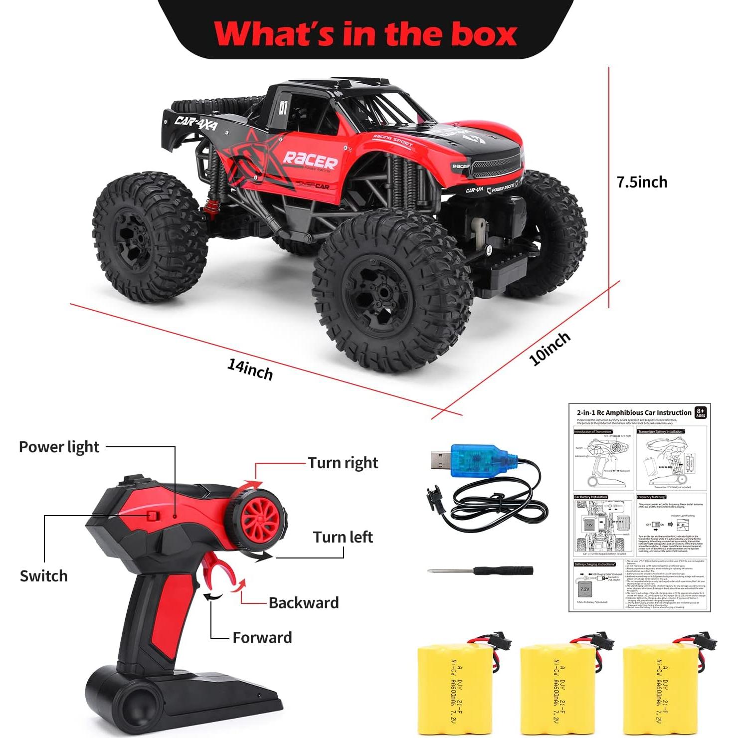 Camión RC 4x4 Todo Terreno JJRC 1:12 Impermeable con 3 Baterías