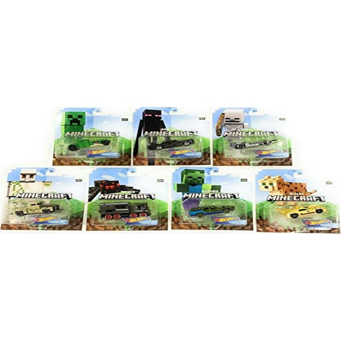 Hot Wheels Minecraft 2020 1:64 Conjunto 7 Coches Personajes