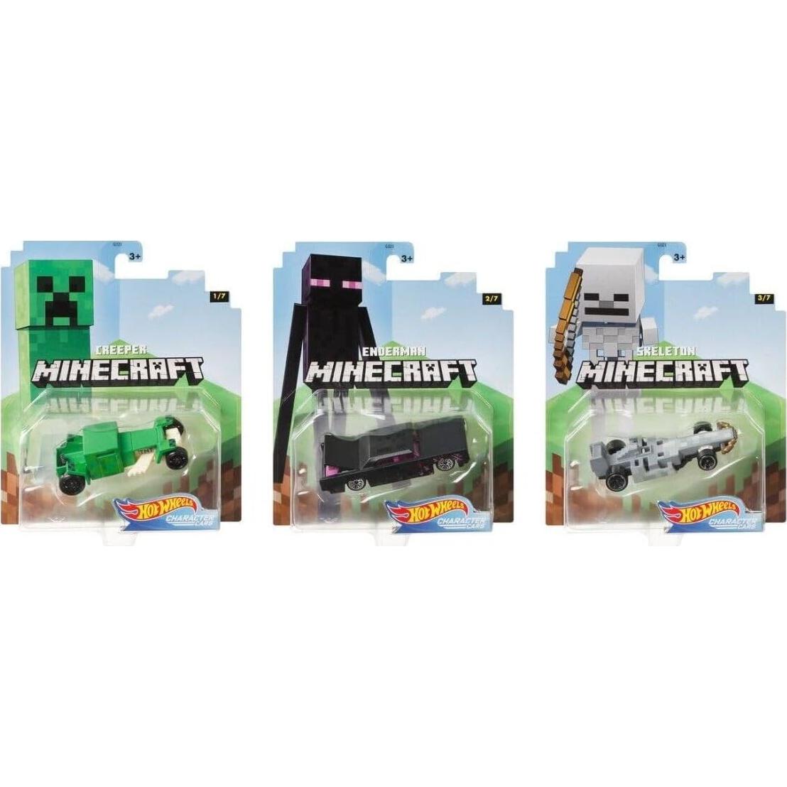 Hot Wheels Minecraft 2020 1:64 Conjunto 7 Coches Personajes