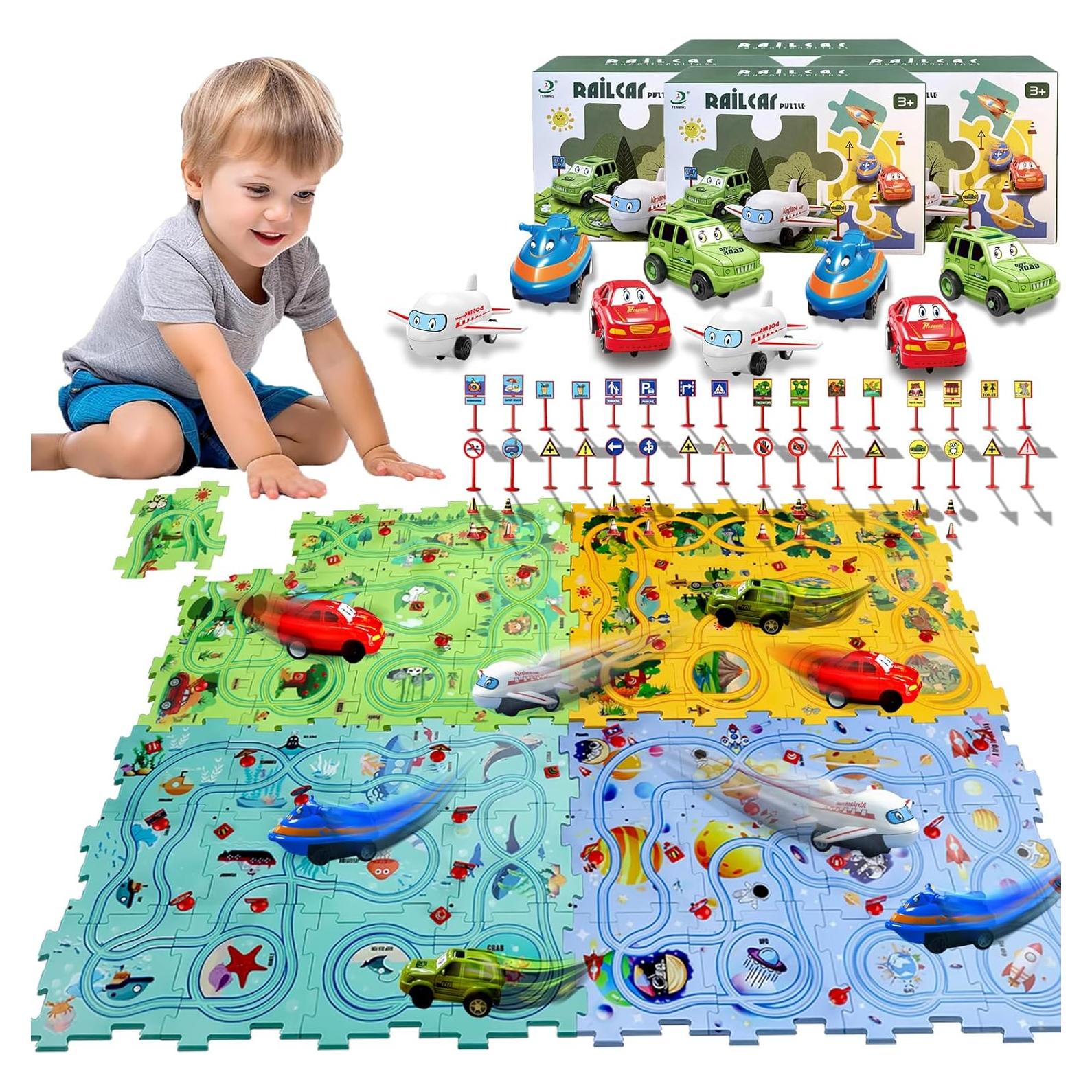 Juego de Pista de Autos Puzzle Racer Niville 12 Piezas