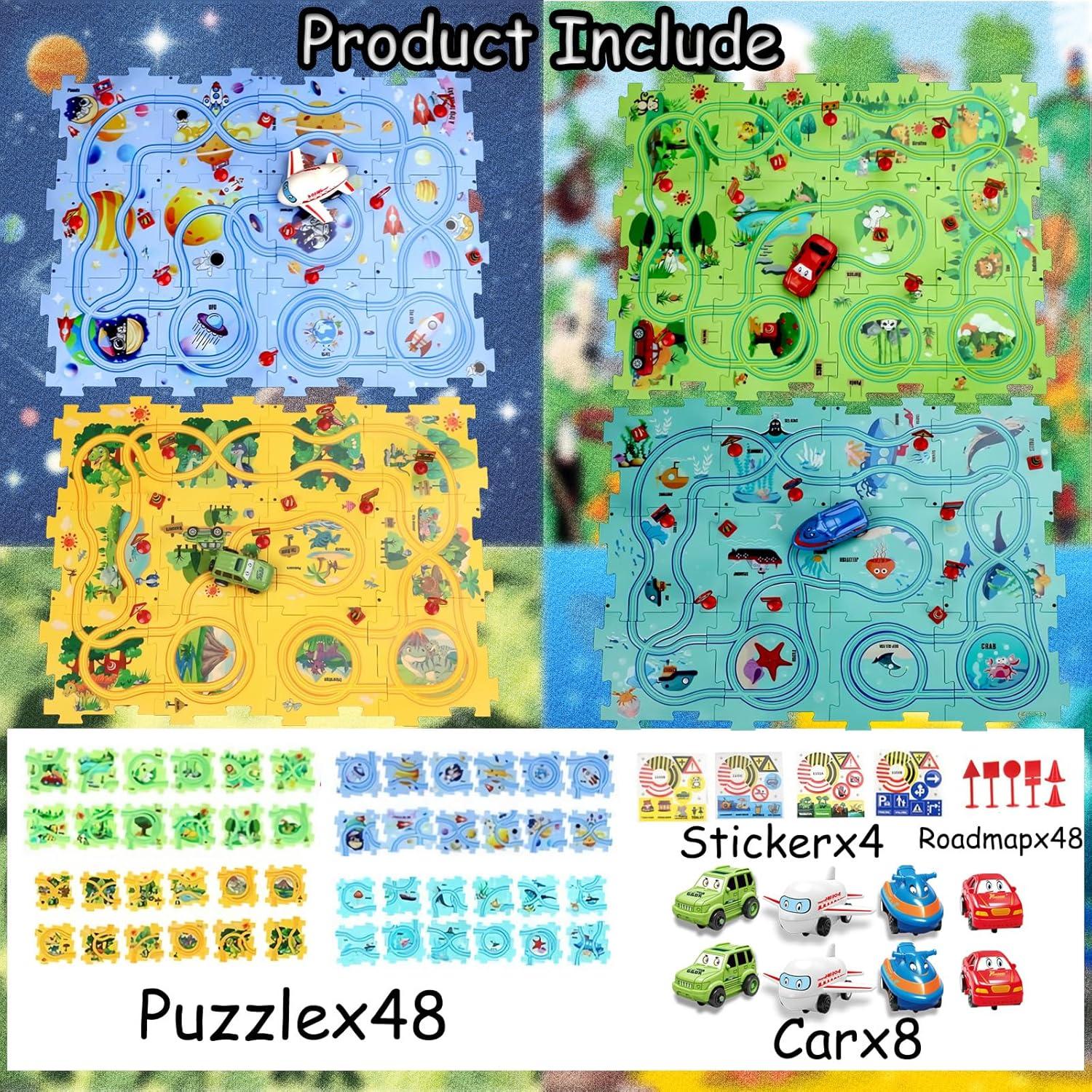 Juego de Pista de Autos Puzzle Racer Niville 12 Piezas