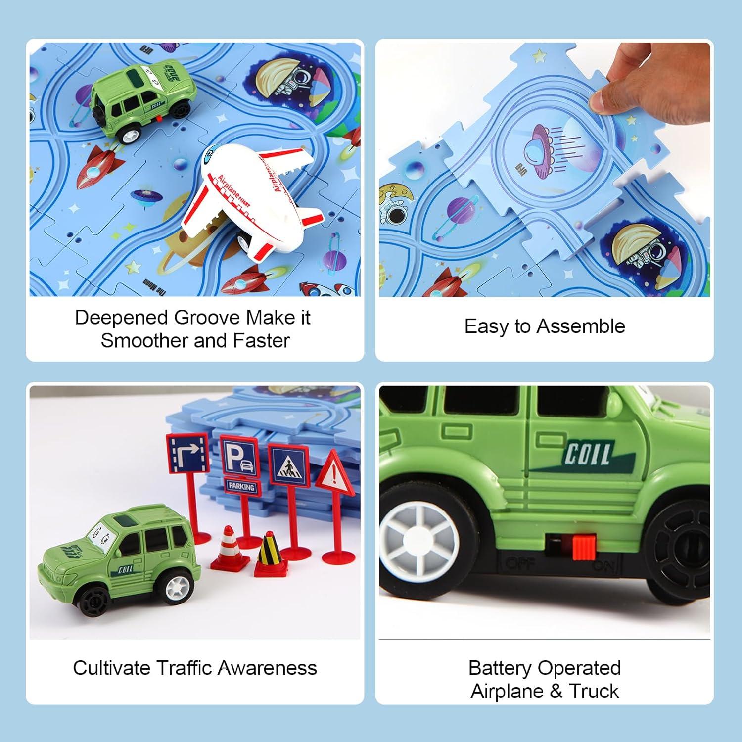 Juego de Pista de Autos Puzzle Racer Niville 12 Piezas