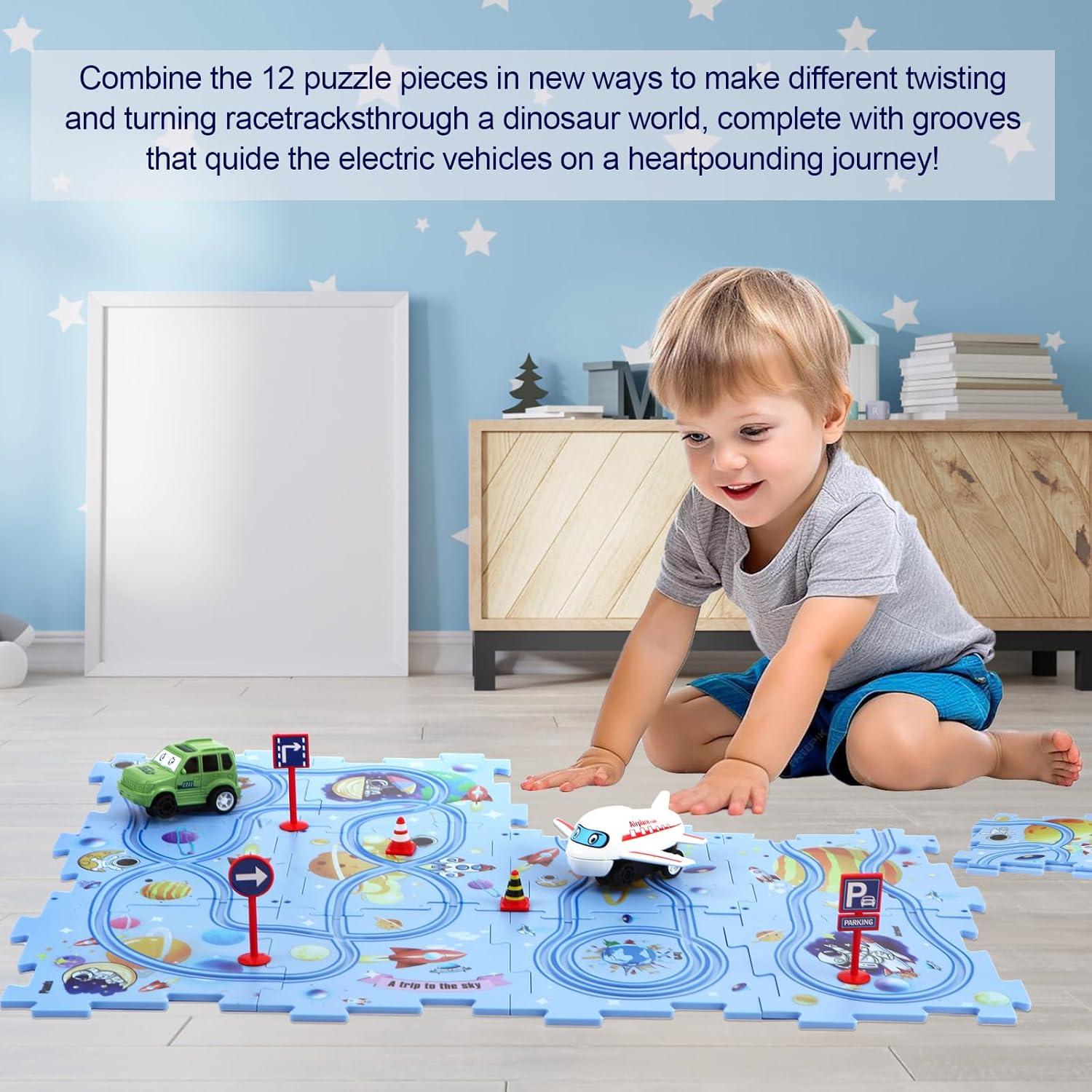 Juego de Pista de Autos Puzzle Racer Niville 12 Piezas