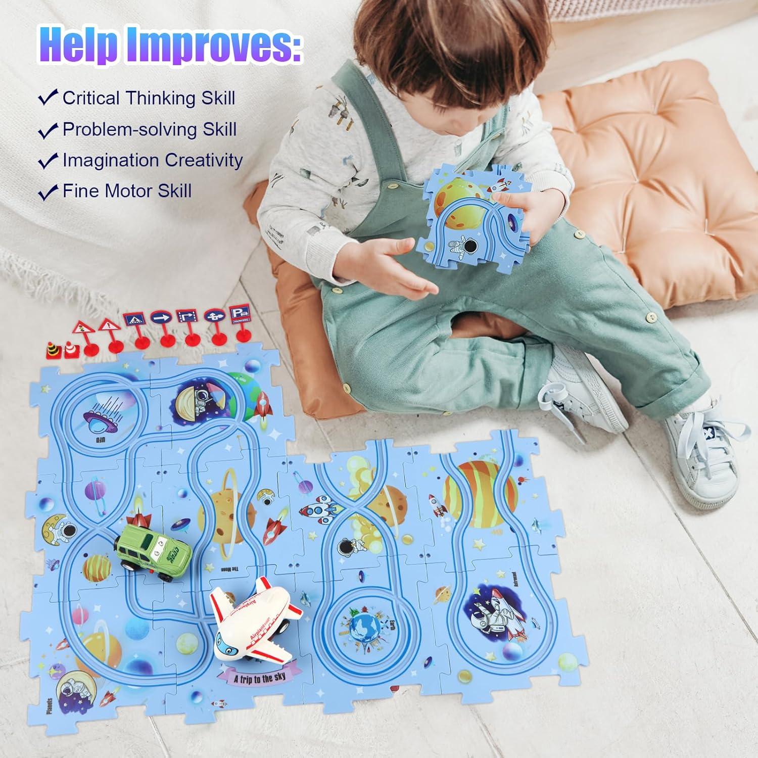 Juego de Pista de Autos Puzzle Racer Niville 12 Piezas