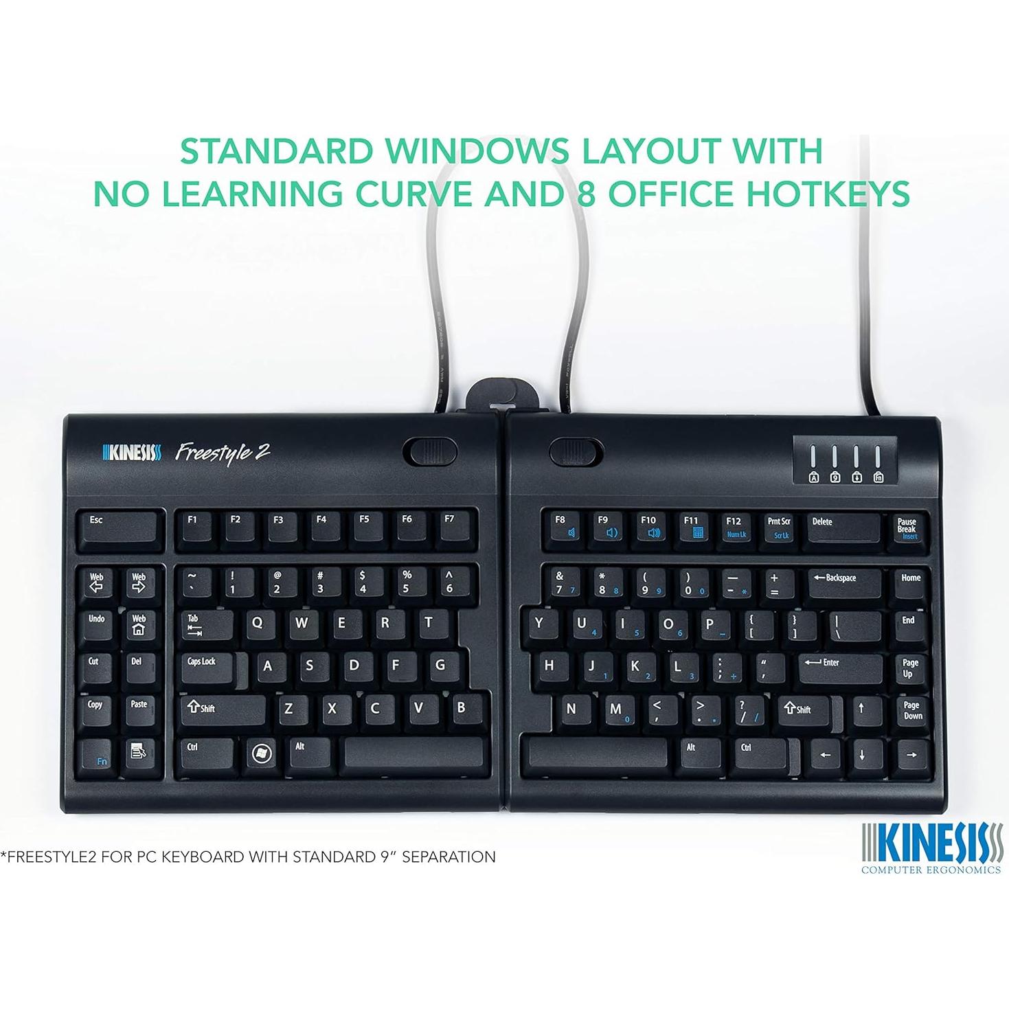 Teclado Ergonómico Kinesis Freestyle2 USB-A con Elevadores VIP3