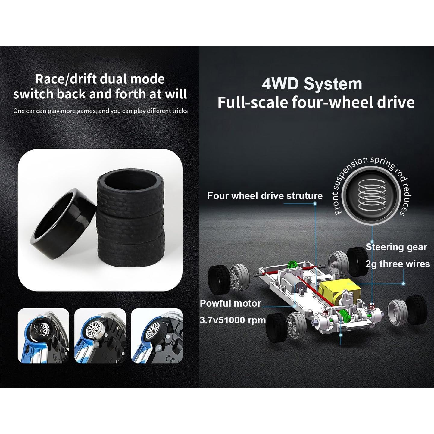 Coche RC Drift 4WD WPLDEWAN Escala 1/43 con Giroscopio