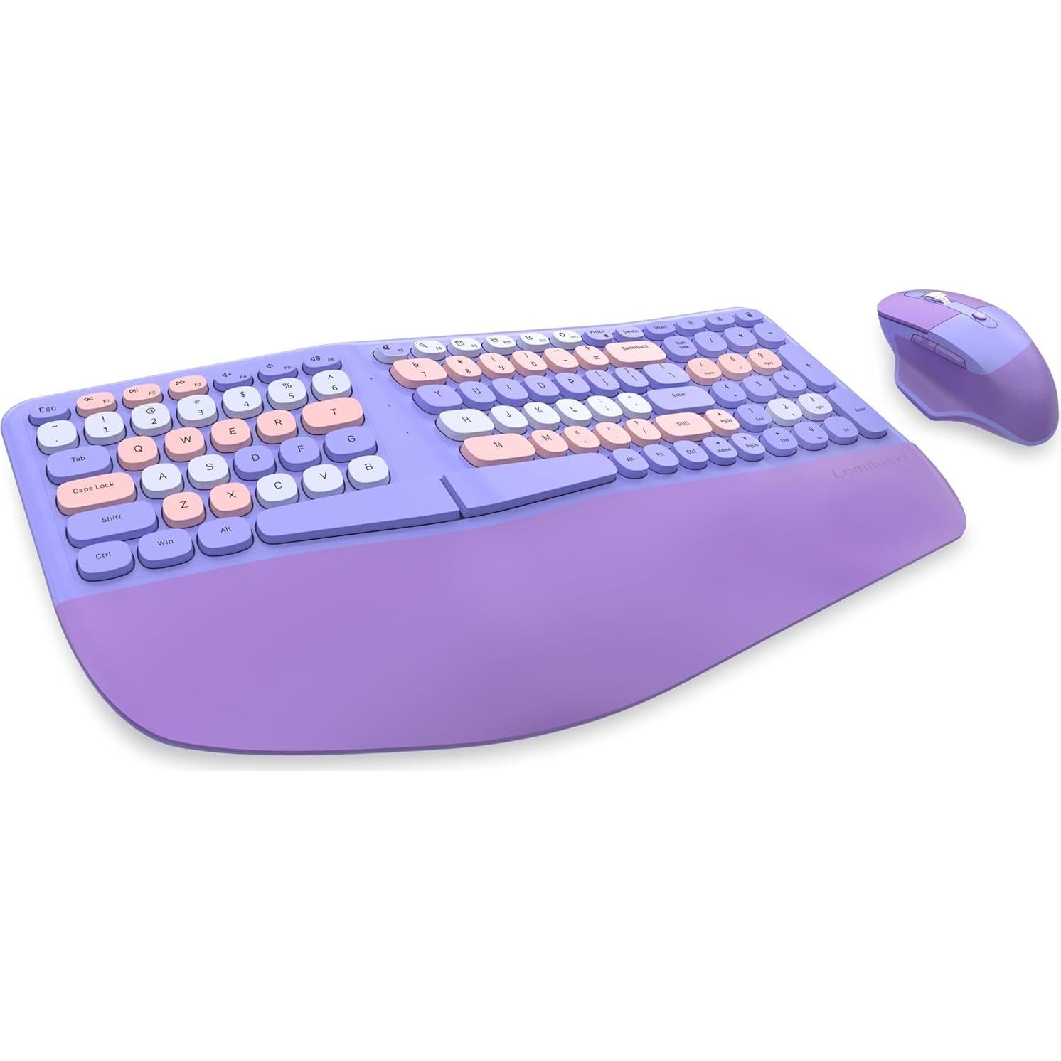 Combo Teclado y Ratón Ergonómico Inalámbrico Lomiluskr Púrpura