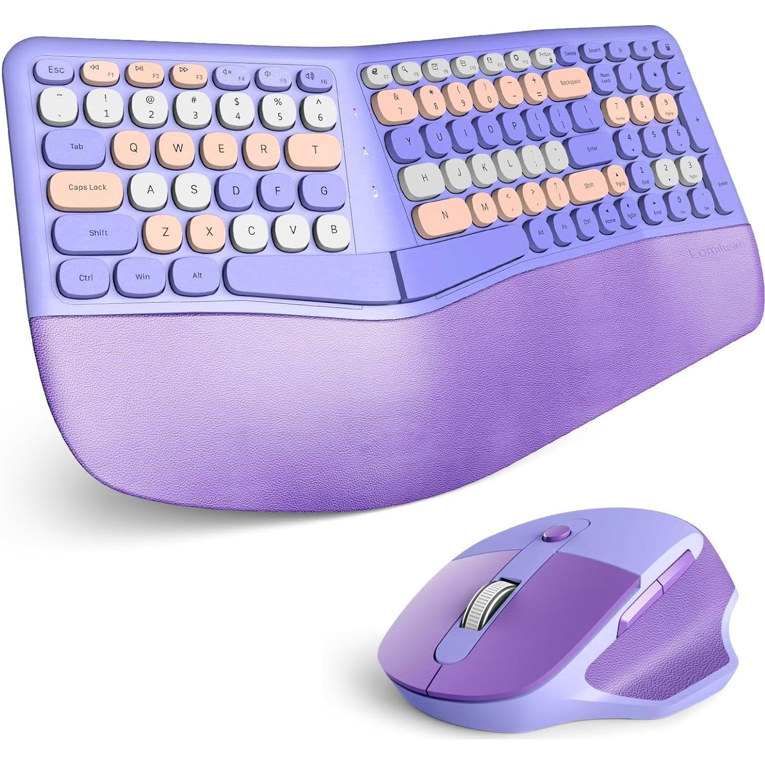 Combo Teclado y Ratón Ergonómico Inalámbrico Lomiluskr Púrpura