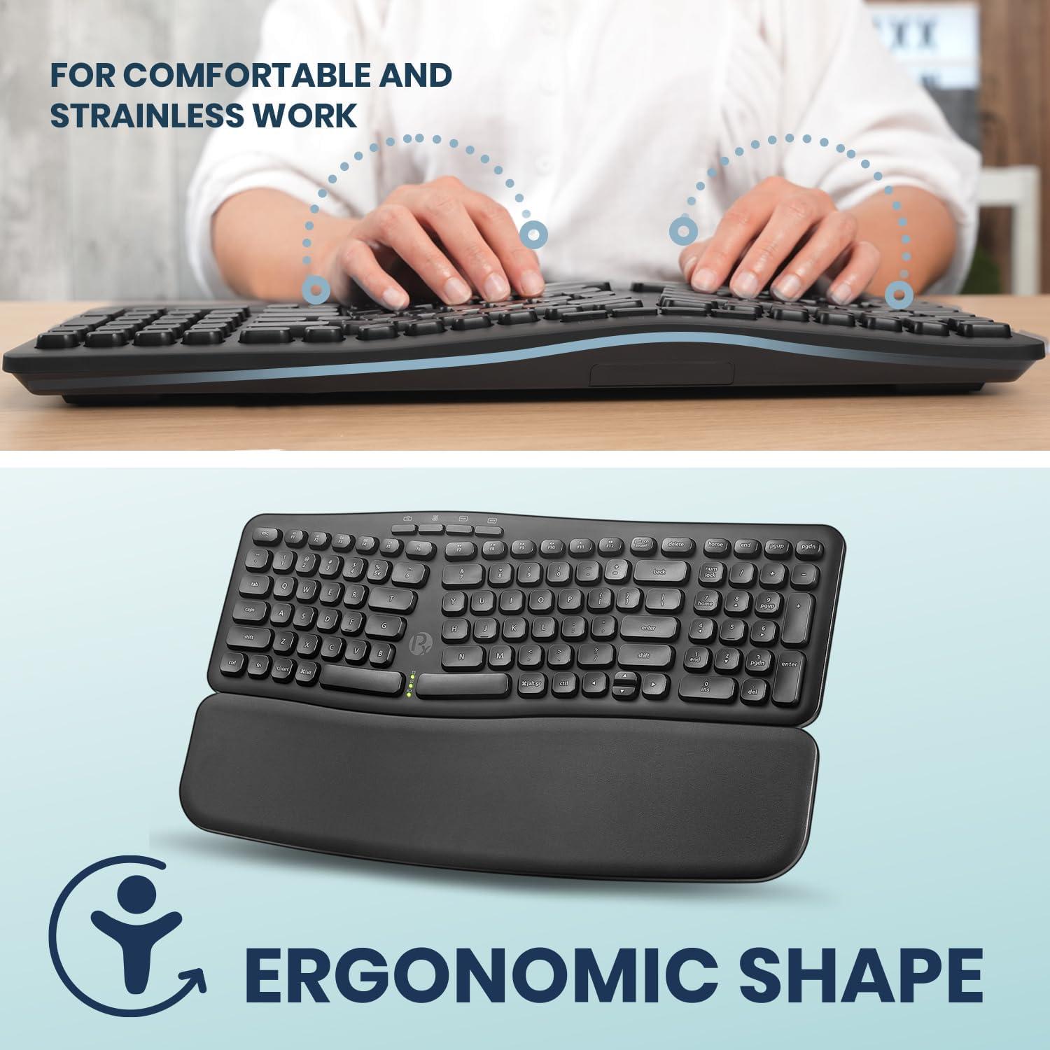 Teclado Inalámbrico Ergonómico Perixx PERIBOARD-636B USB Negro