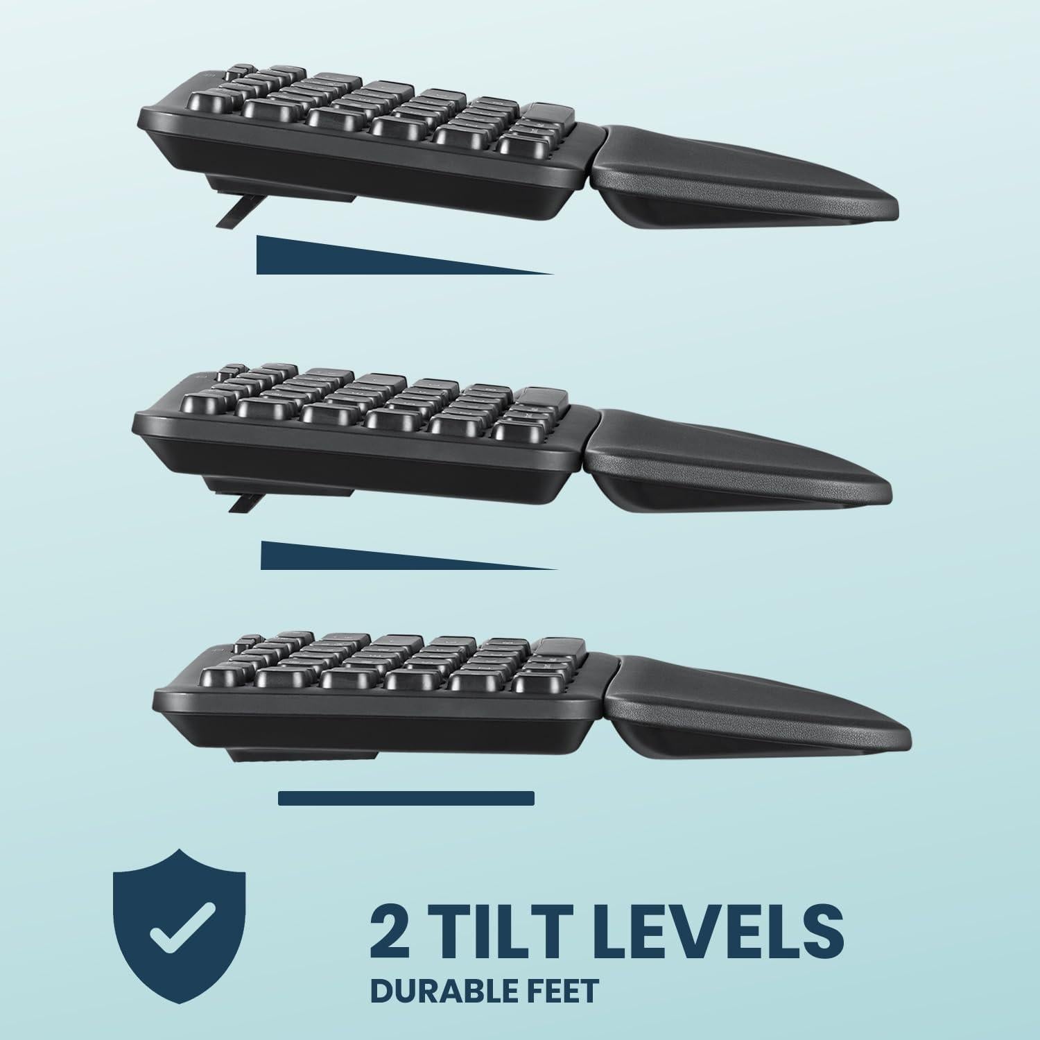 Teclado Inalámbrico Ergonómico Perixx PERIBOARD-636B USB Negro