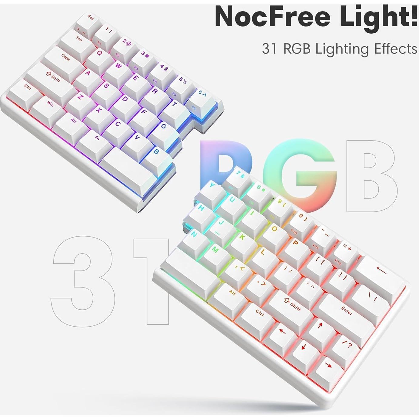 Teclado Mecánico Ergonómico Inalámbrico NocFree Lite 60% RGB