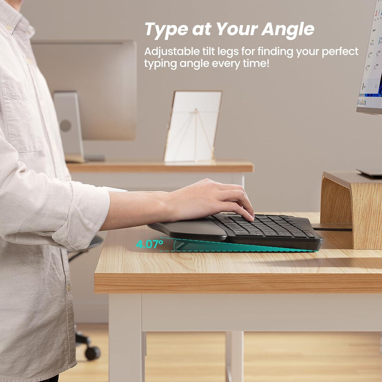 Teclado Ergonómico Nulea RT05C con Reposamuñecas Acolchado