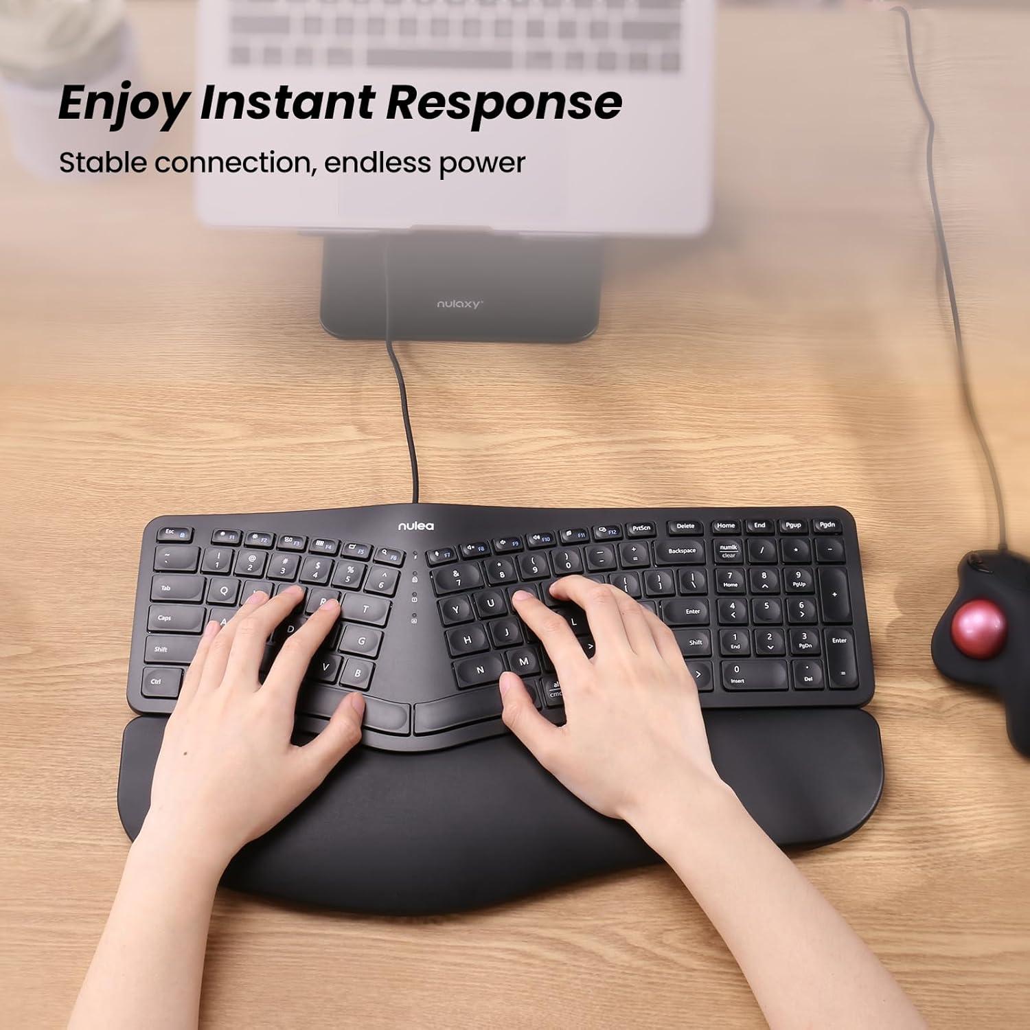 Teclado Ergonómico Nulea RT05C con Reposamuñecas Acolchado