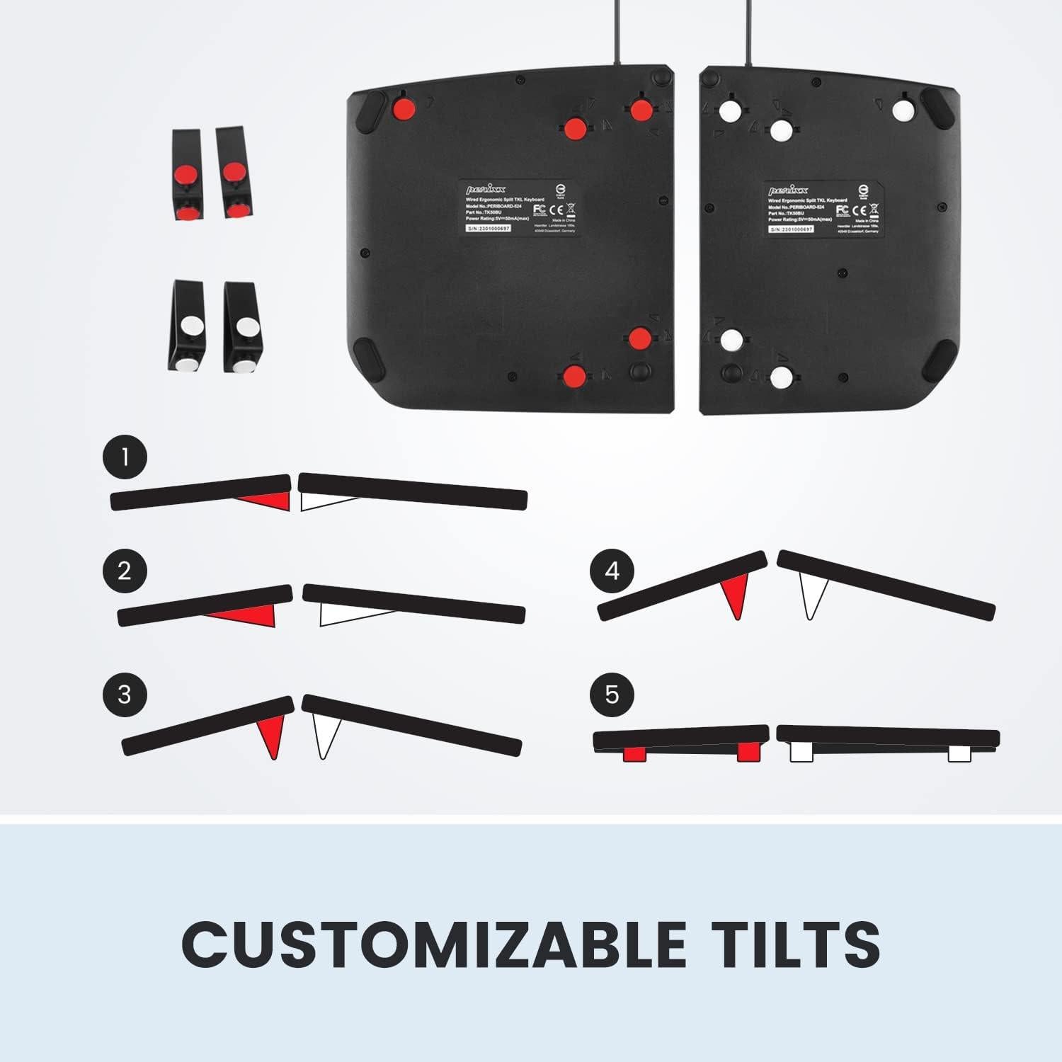 Teclado Ergonómico Perixx PERIBOARD-524B con Cable - Negro