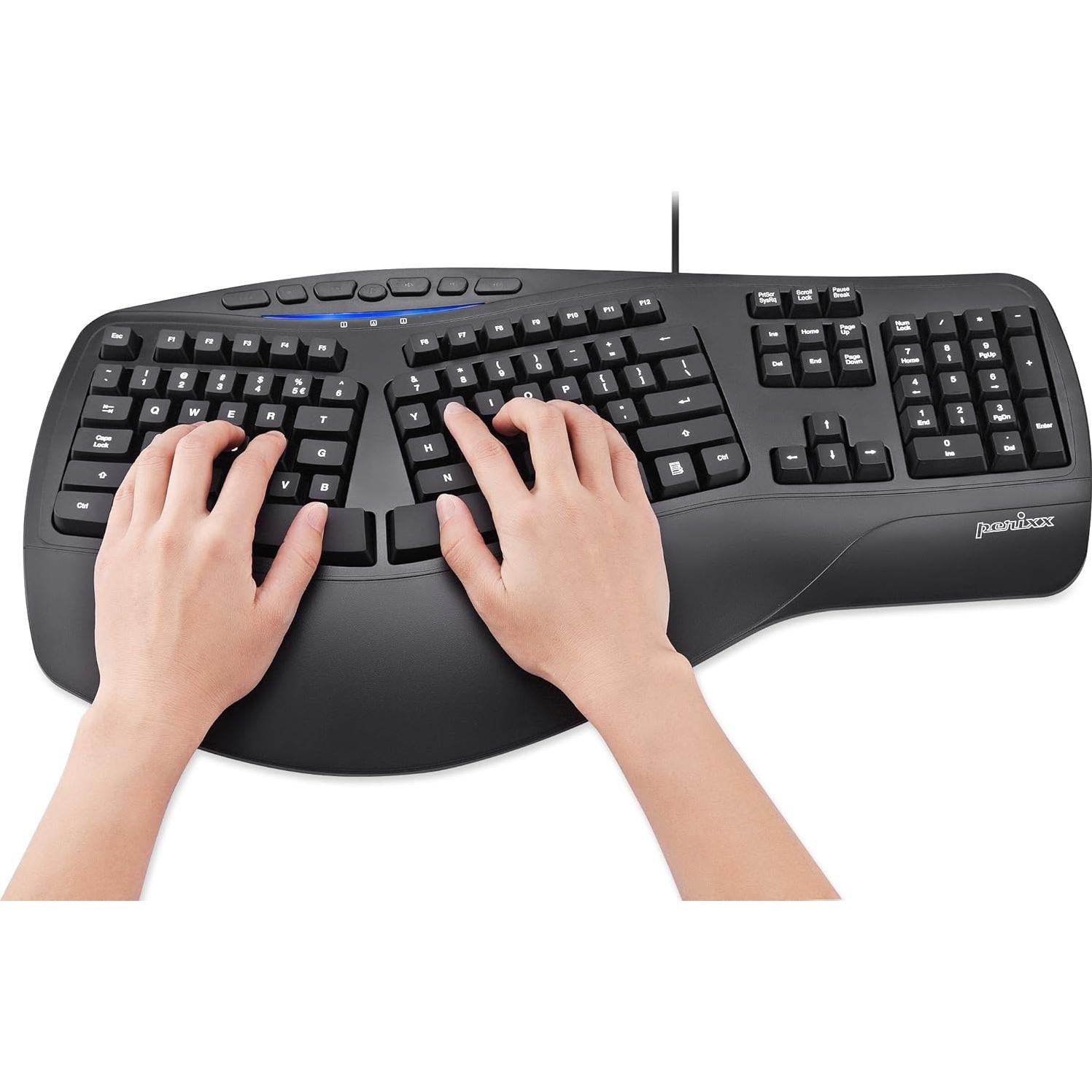 Teclado Ergonómico Perixx PERIBOARD-312 Retroiluminado USB 2 Puertos