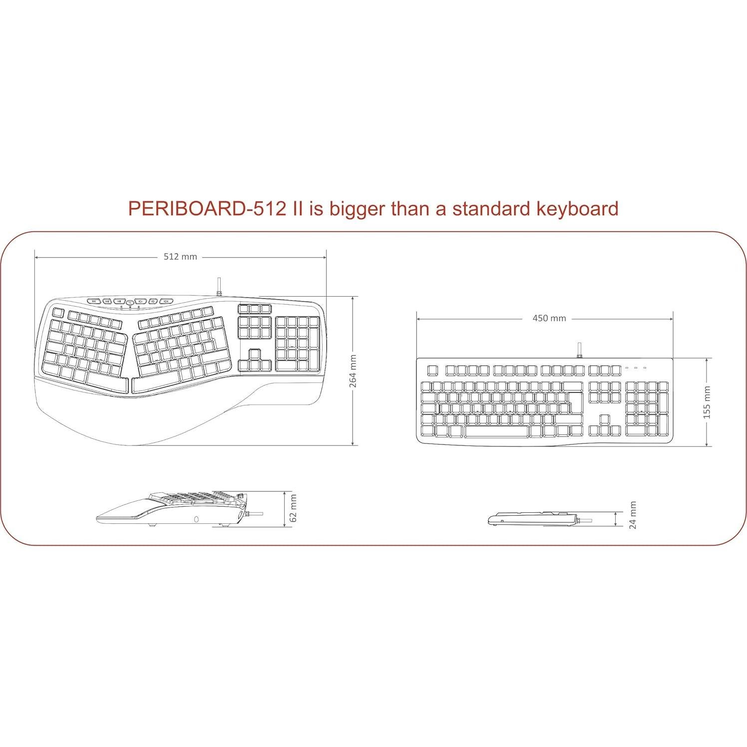 Teclado Ergonómico Perixx PERIBOARD-312 Retroiluminado USB 2 Puertos