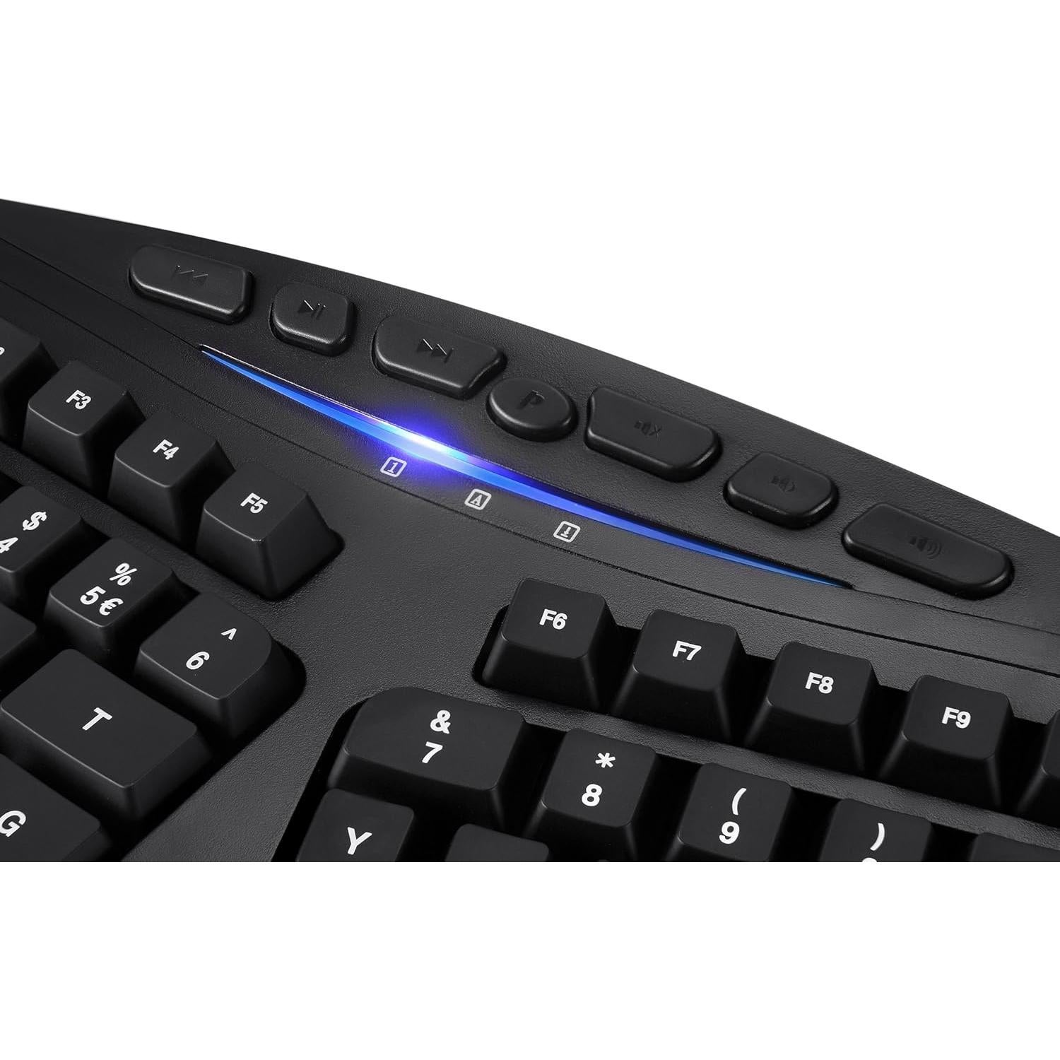 Teclado Ergonómico Perixx PERIBOARD-312 Retroiluminado USB 2 Puertos