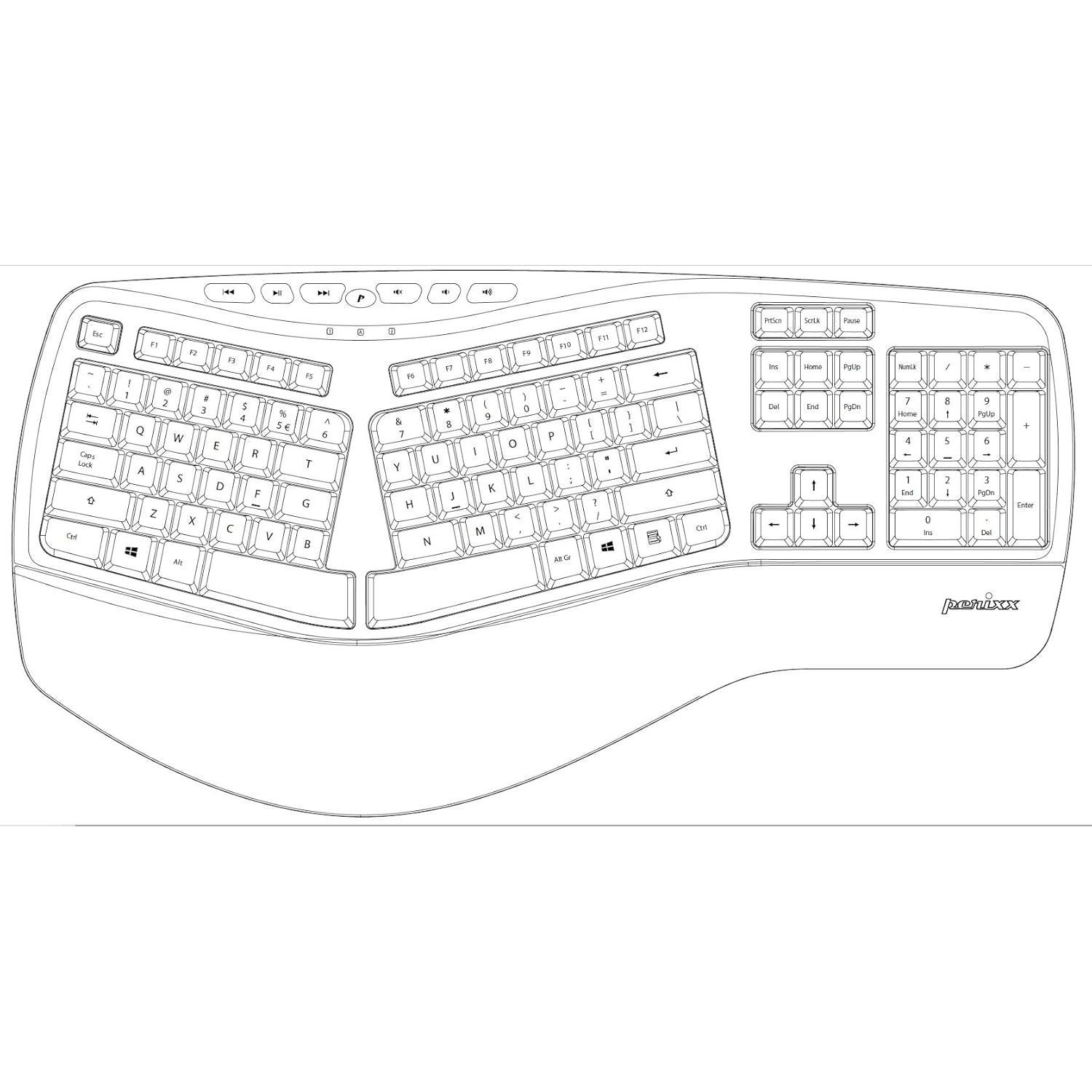 Teclado Ergonómico Perixx PERIBOARD-312 Retroiluminado USB 2 Puertos