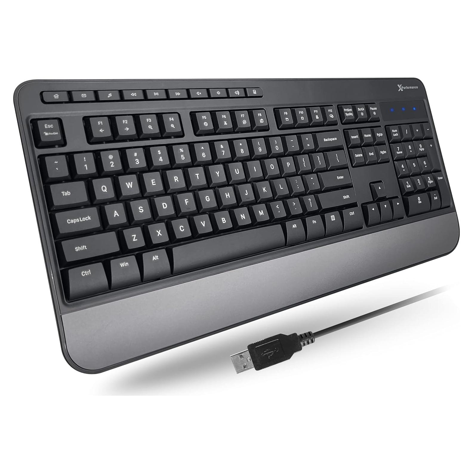 Teclado USB Ergonómico X9 con Reposamuñecas y 114 Teclas