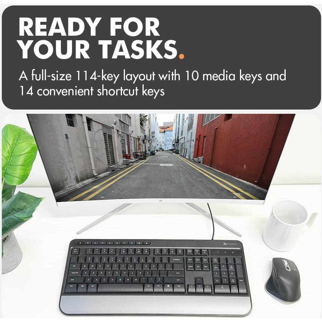 Teclado USB Ergonómico X9 con Reposamuñecas y 114 Teclas