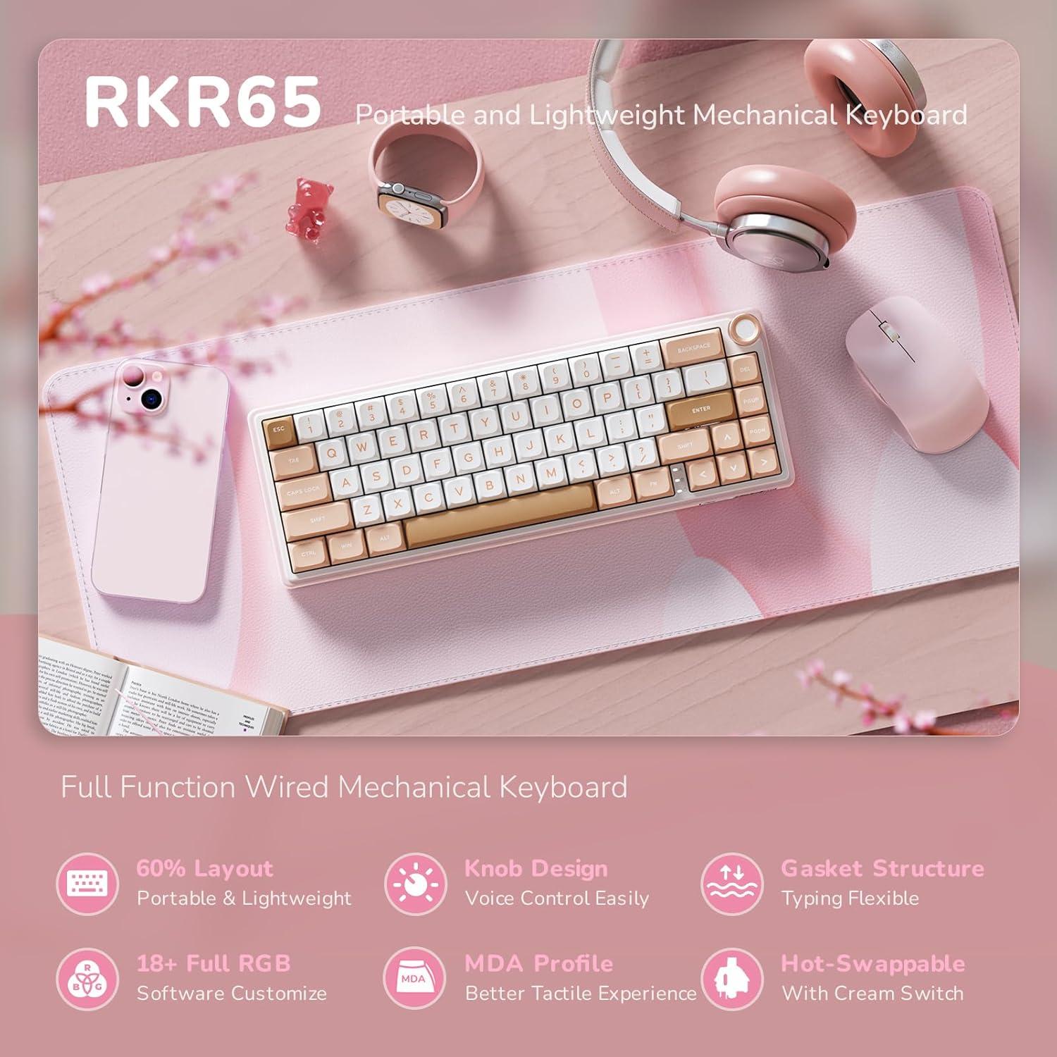 Teclado Mecánico RK Royal Kludge R65 60% RGB Gasket PBT