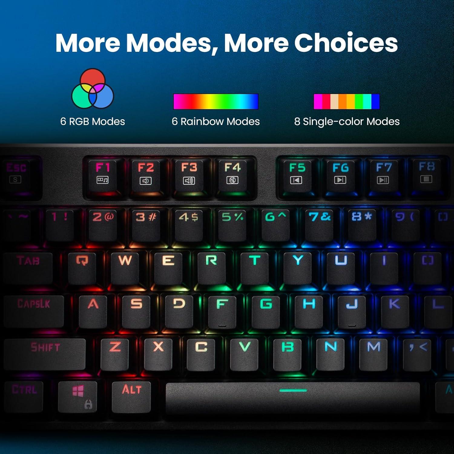 Teclado Mecánico RGB RisoPhy 104 Teclas Interruptores Azules