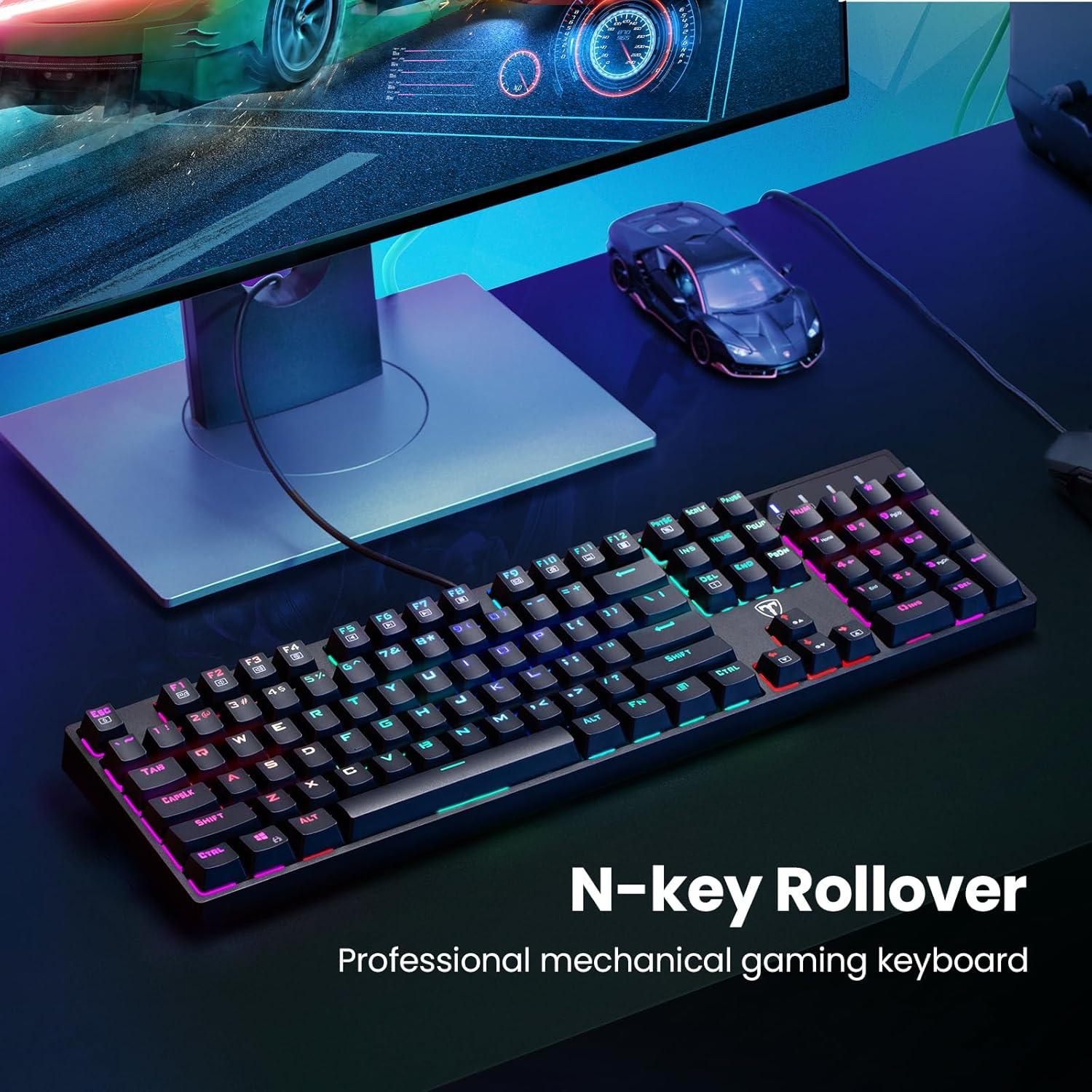 Teclado Mecánico RGB RisoPhy 104 Teclas Interruptores Azules