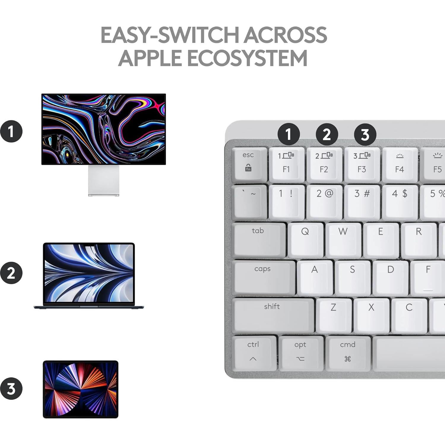 Teclado Inalámbrico Logitech MX Mechanical Mini para Mac - Gris Pálido