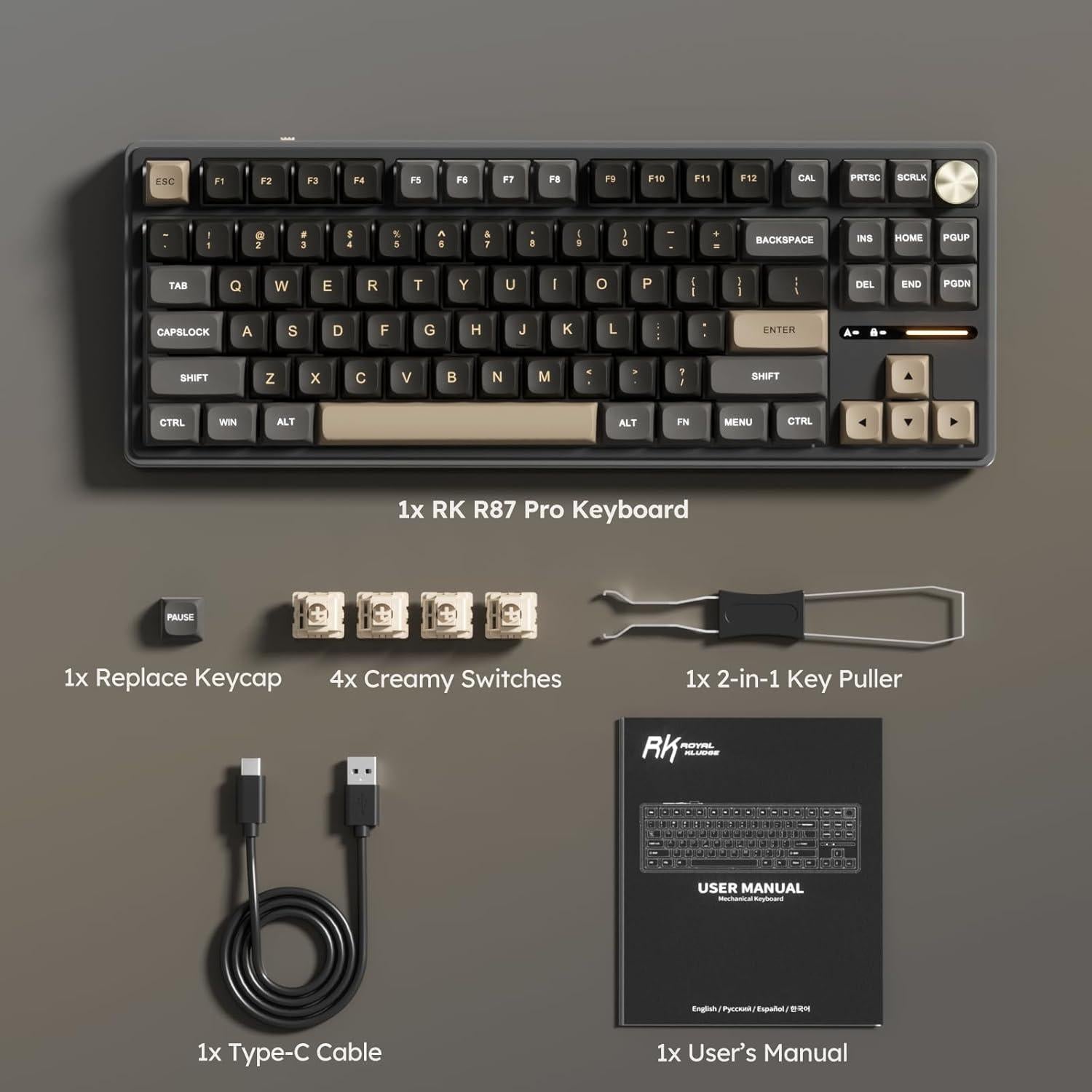 Teclado Mecánico RK Royal Kludge R87 Pro TKL 88 Teclas RGB