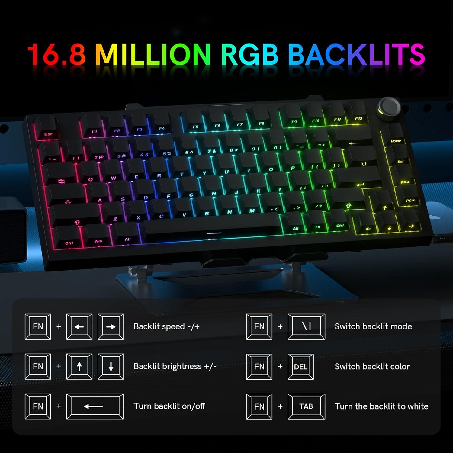 Teclado Mecánico Inalámbrico COSTOM WK75 RGB 75% - Negro