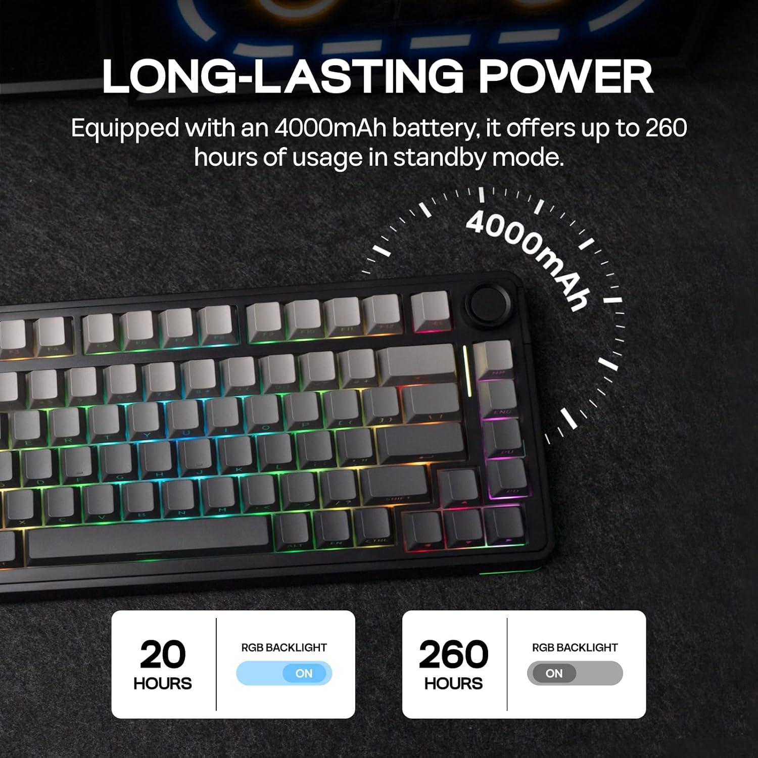 Teclado Mecánico Gaming EPOMAKER EA75 RGB 75% Inalámbrico