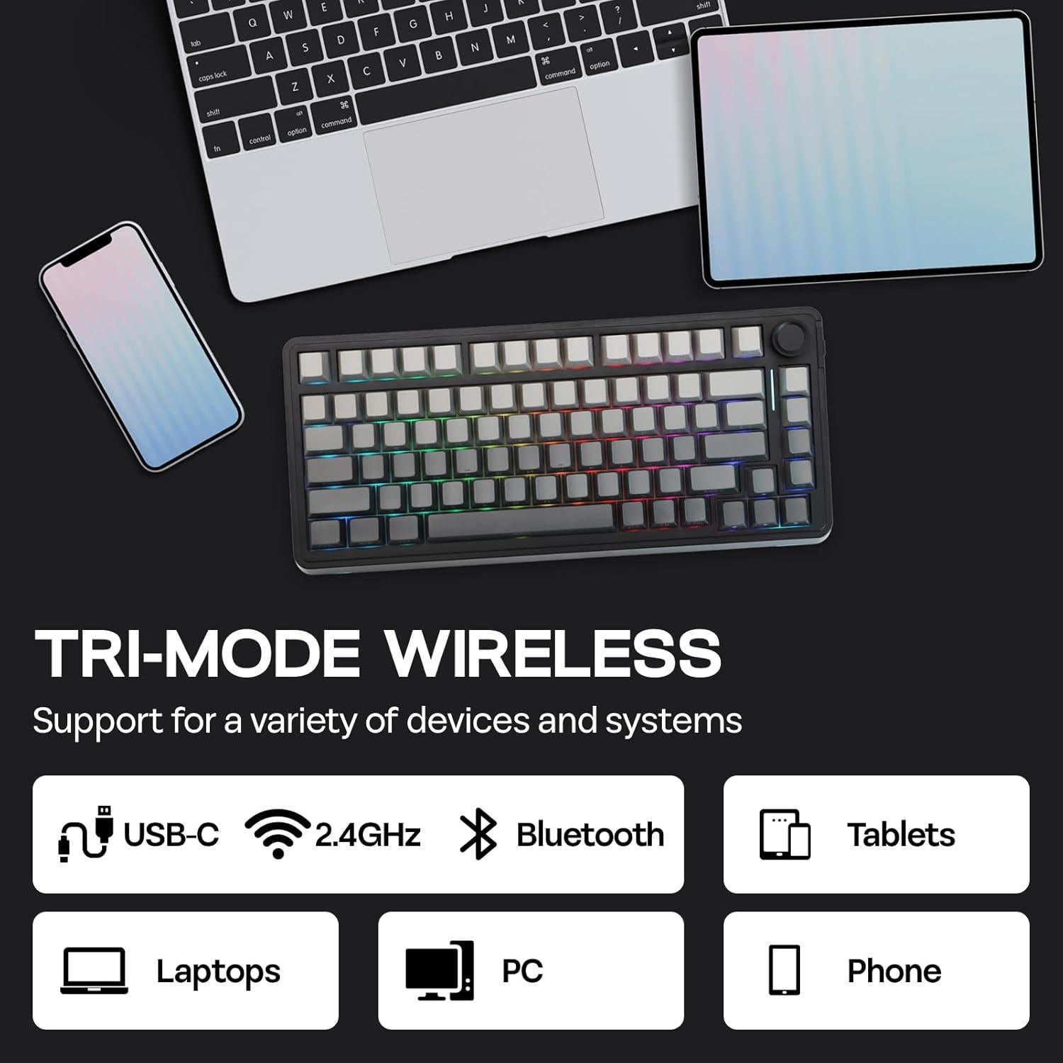 Teclado Mecánico Gaming EPOMAKER EA75 RGB 75% Inalámbrico