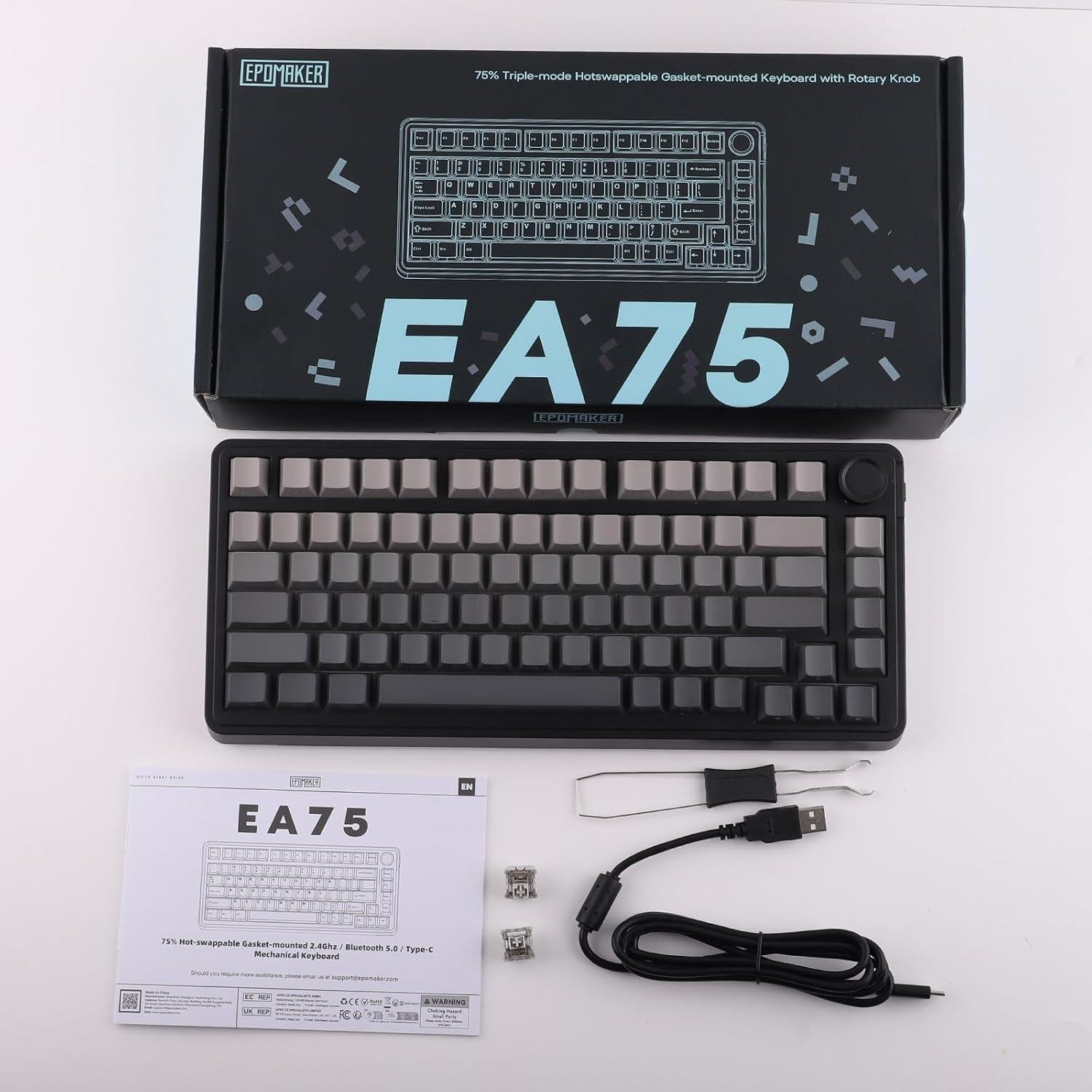 Teclado Mecánico Gaming EPOMAKER EA75 RGB 75% Inalámbrico