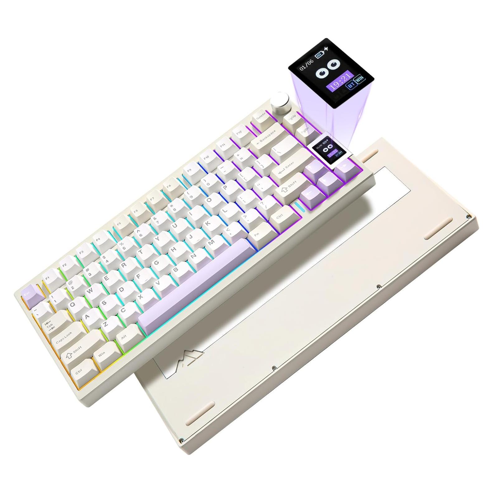 Teclado Mecánico Inalámbrico YUNZII AL80 75% Beige LCD RGB