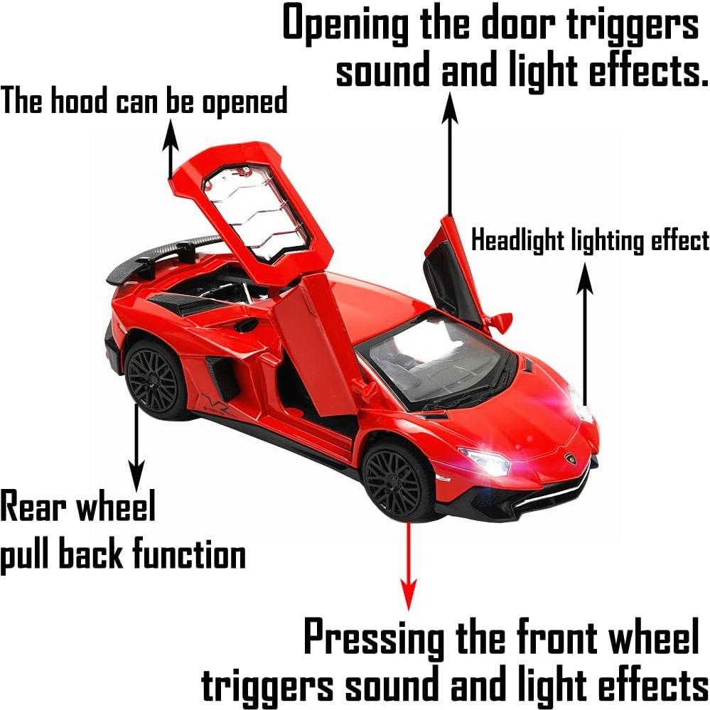 Coche Juguete Diecast Lambo Aventador LP750-4 1:32 Rojo