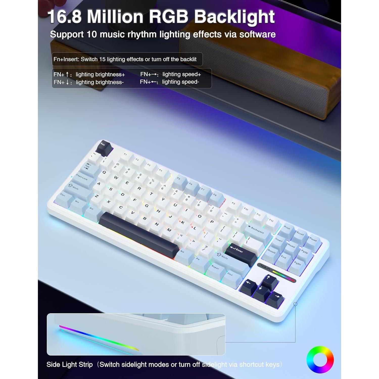 Teclado Mecánico Inalámbrico AULA F87 TKL RGB Hot Swappable