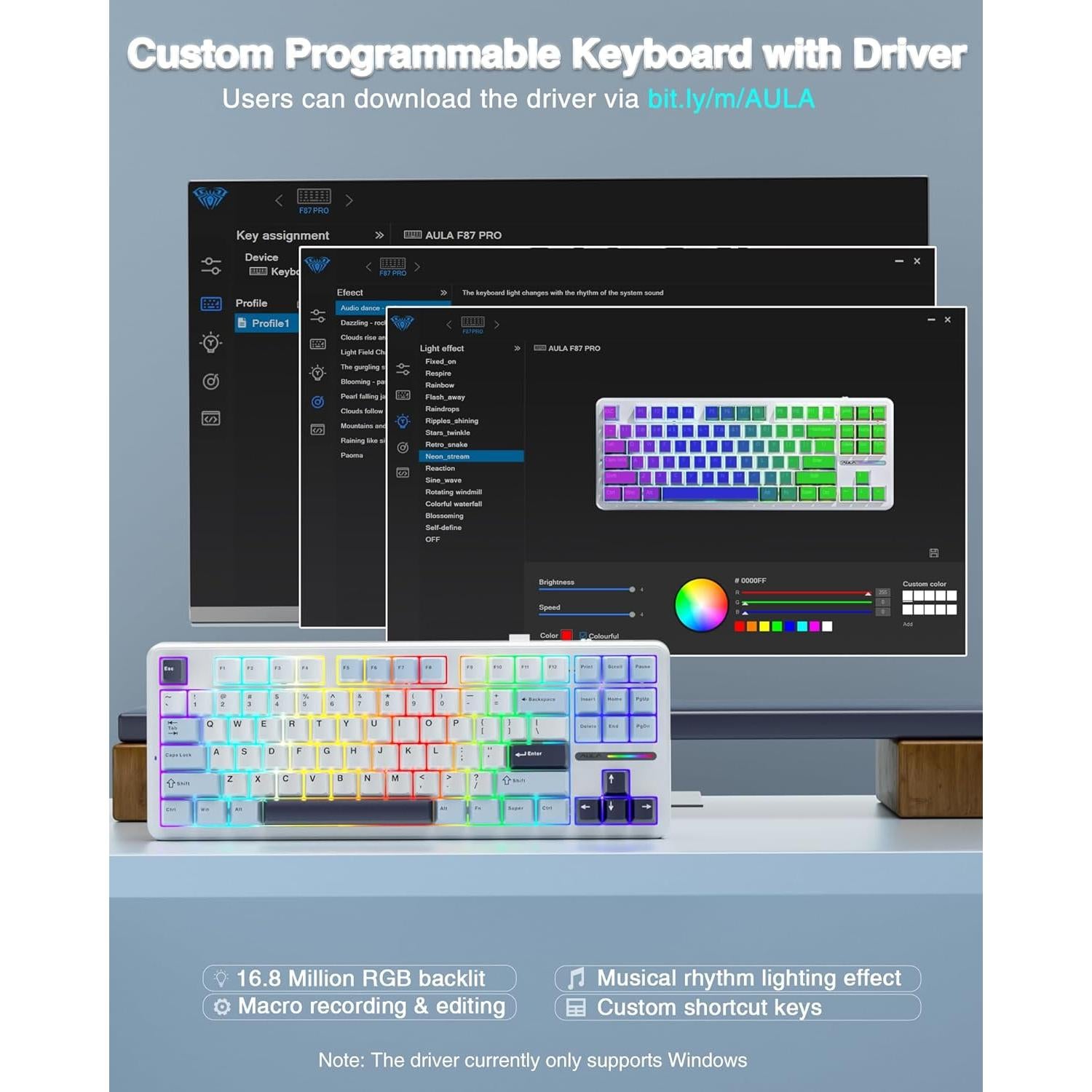 Teclado Mecánico Inalámbrico AULA F87 TKL RGB Hot Swappable