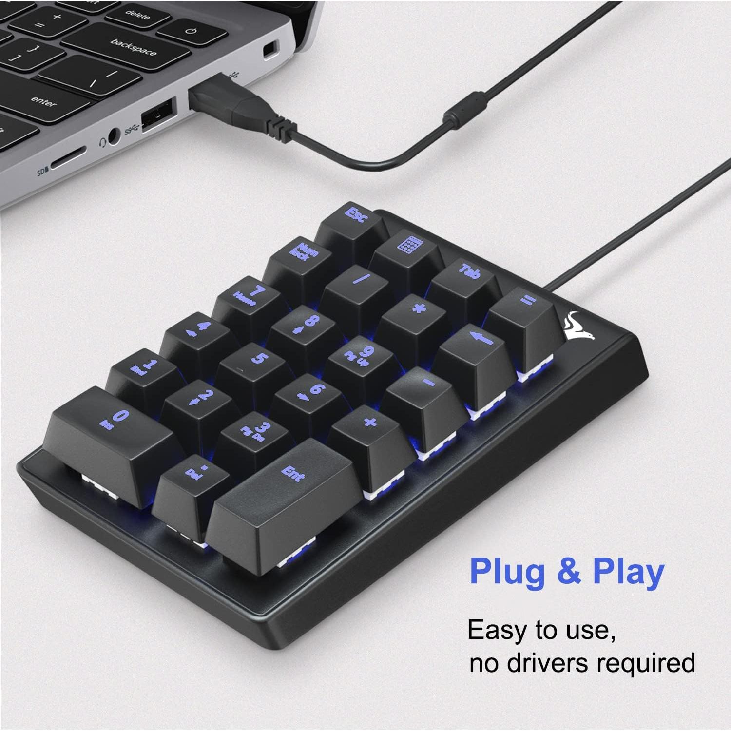 Teclado Numérico Mecánico Rottay TH-keypad USB Retroiluminado Azul