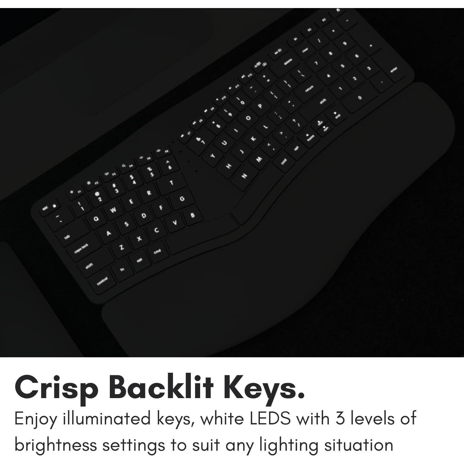 Teclado Ergonómico Bluetooth Macally BTBLERGO2A - Retroiluminado, 100 Teclas, Recargable