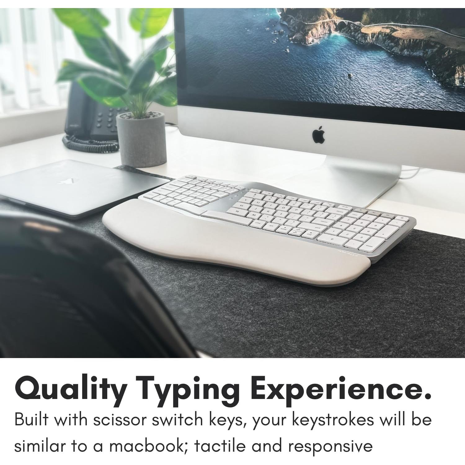 Teclado Ergonómico Bluetooth Macally BTBLERGO2A - Retroiluminado, 100 Teclas, Recargable