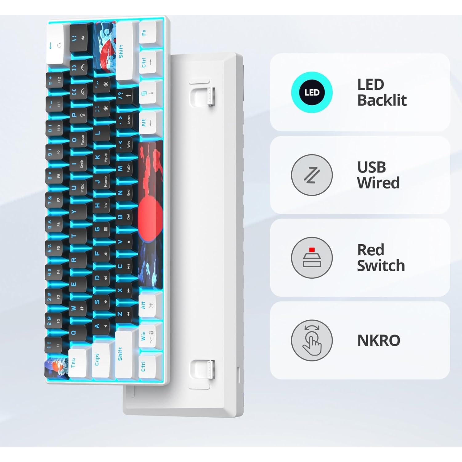 Teclado Mecánico Gaming Ussixchare 60% 61 Teclas LED Retroiluminado