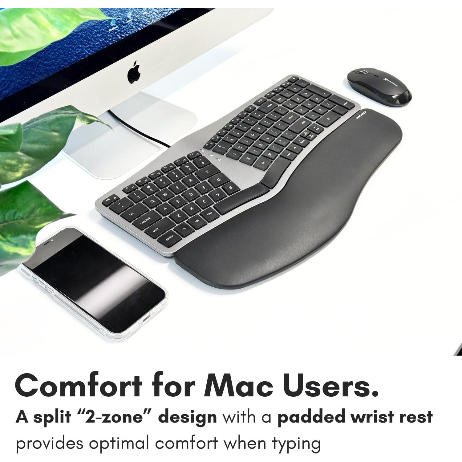 Teclado Ergonómico Macally con Cable y Retroiluminación para Mac