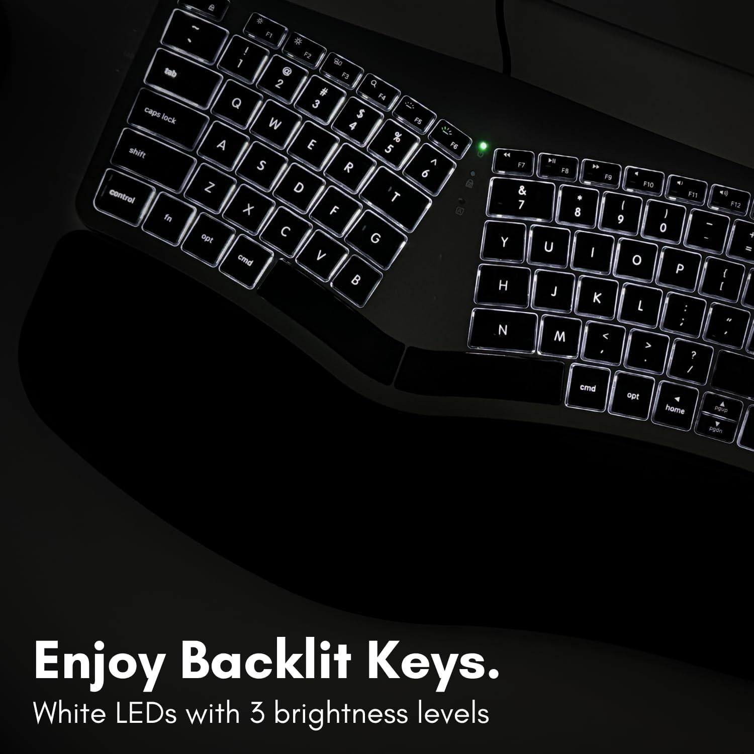 Teclado Ergonómico Macally con Cable y Retroiluminación para Mac